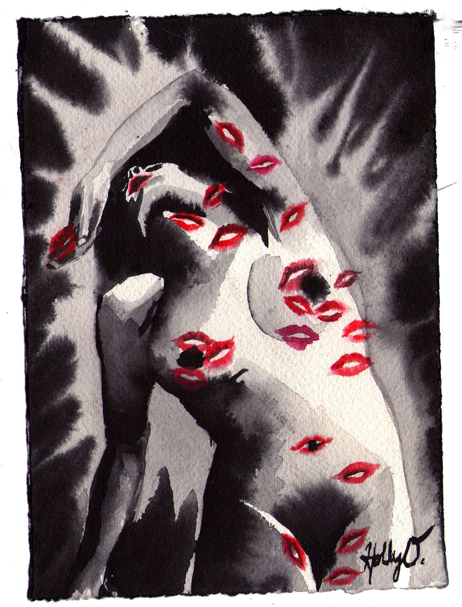 Living Color #5, 5x7 2018 <br>watercolor, ink on paper